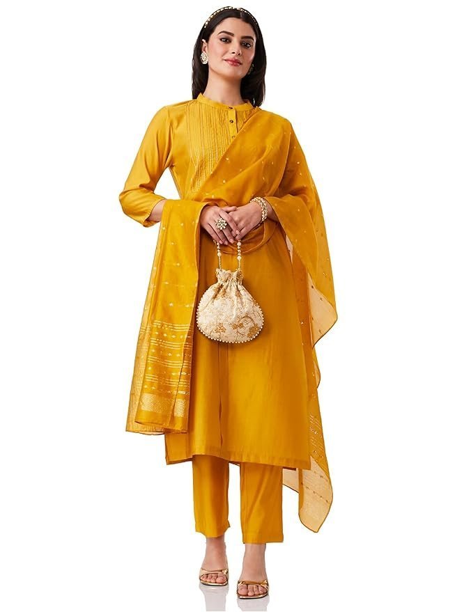 Women's Embroidered Kurta Pant Set with Dupatta