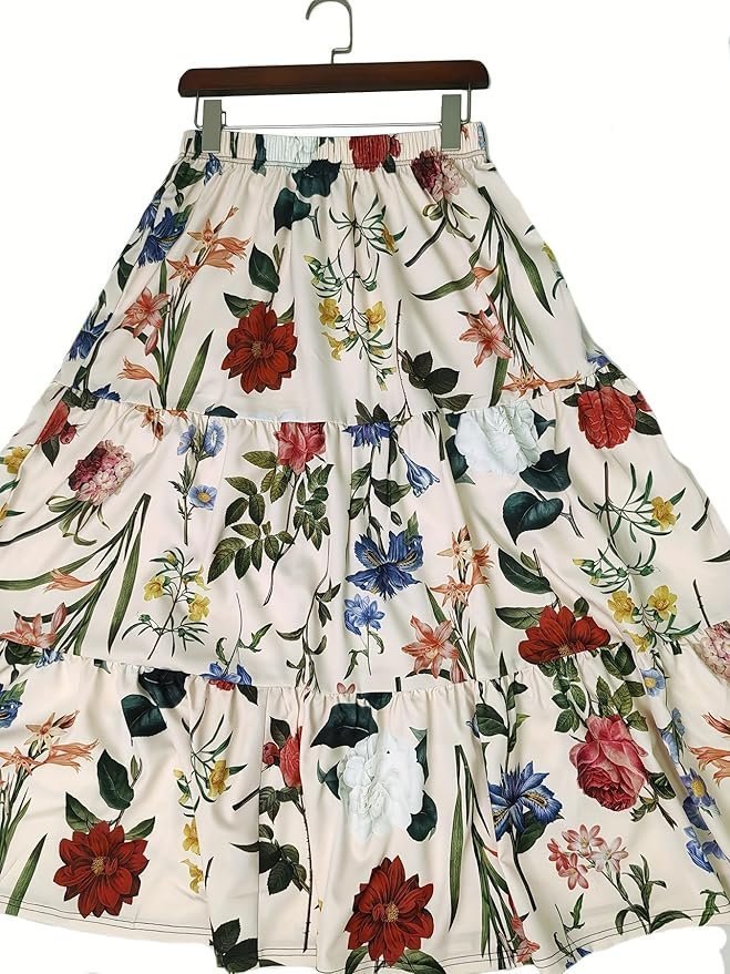 Floral Printed Western Summer Wear | Lightweight Soft Fabric | Casual & Festive Maxi Skirt - Image 3