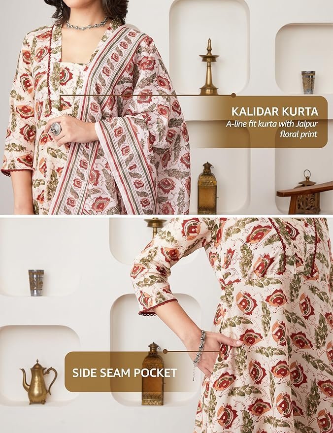 Myx Women's Printed Anarkali Kurta Pant Set with Dupatta - Image 5