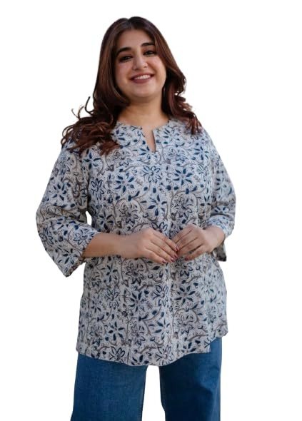 SANGOURI Stylish Rayon Printed Short Kurta for Women