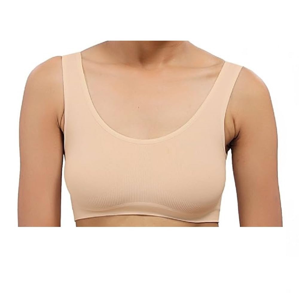 Women's/Girl's Nylon Spandex Non-Padded & Non Wired Seamless Sports Bra, for Running, Athletics, Excercise (Free Size) (Suitable Upto 32) - Image 2