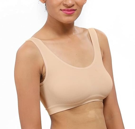 Women's/Girl's Nylon Spandex Non-Padded & Non Wired Seamless Sports Bra, for Running, Athletics, Excercise (Free Size) (Suitable Upto 32) - Image 4