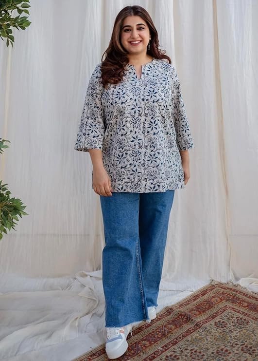 SANGOURI Stylish Rayon Printed Short Kurta for Women - Image 3